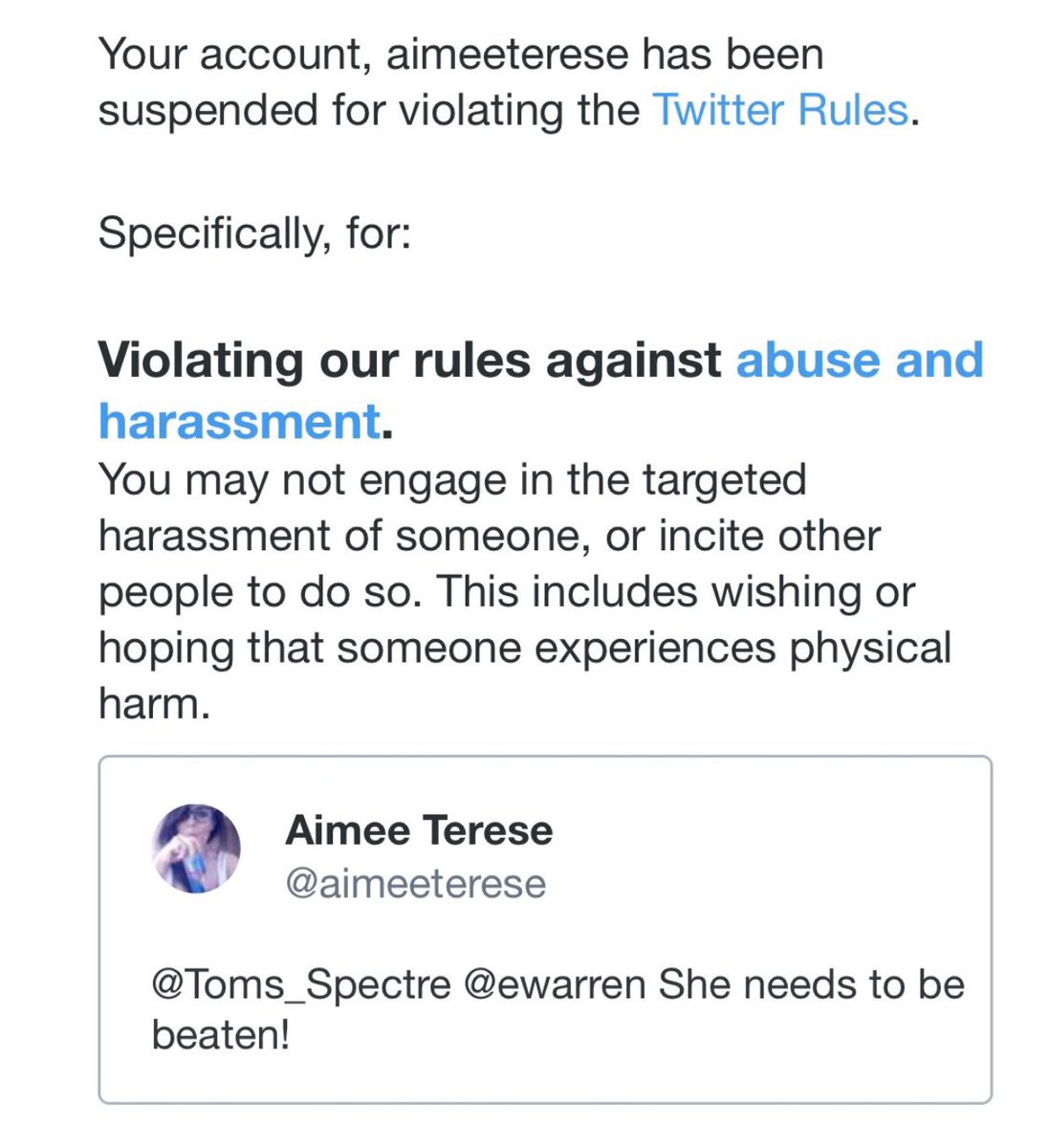 front_people's tweet photo. @Red_Star_Radio_ @TwitterSupport @aimeeterese Saying "Warren needs to be beaten" (defeated) reported by Radlibs as meaning physically attacking https://t.co/7UUVXitxPk