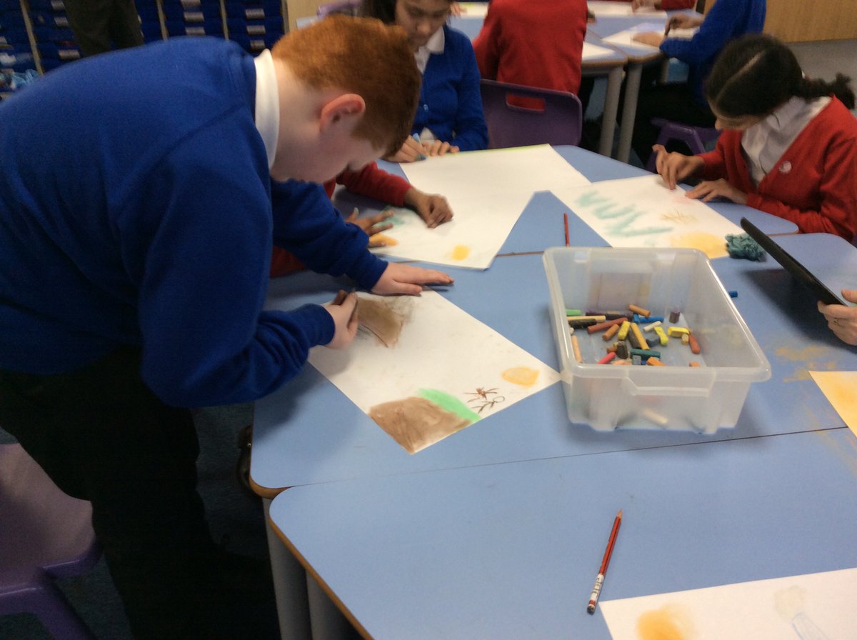 DEPschool's tweet photo. Sharks having fun creating landscape pictures of Mount Fuji using pastels. #topicfun #japan https://t.co/mIcvQjeVvz