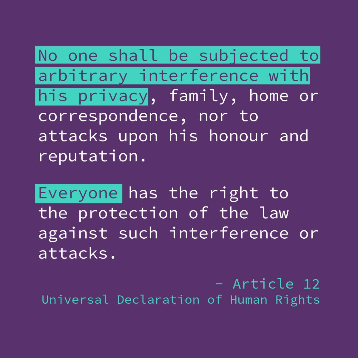 UDHR - Article 12 