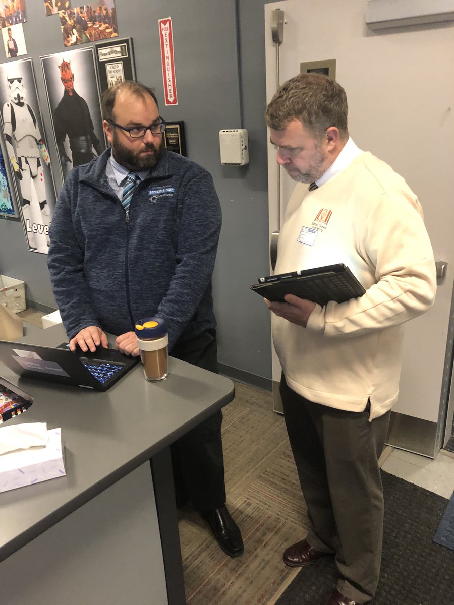 BuffaloCreekACS's tweet photo. Strong operational systems are critical and directly impact high-quality instruction. Buffalo Creek’s Director of Operations (DOO), Mr. Mike Broderick is seen here being coached by Mr. Aaron Strong, DOO of @UncommonSchools Rochester Prep West MS. #stayhungryforknowledge https://t.co/HSB1HZFDOy