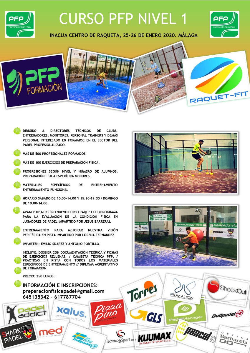 padeladdict's tweet image. ¡Recuerda! Del 25 al 26 de enero hay un nuevo curso de 
@pfisicapadel en @inacuaraqueta ! Para más info e inscripciones escribid a preparacionfisicapadel@gmail.com. ¡Y si te vas a apuntar indicales que vas de parte de @padeladdict y te harán un 10% de descuento!