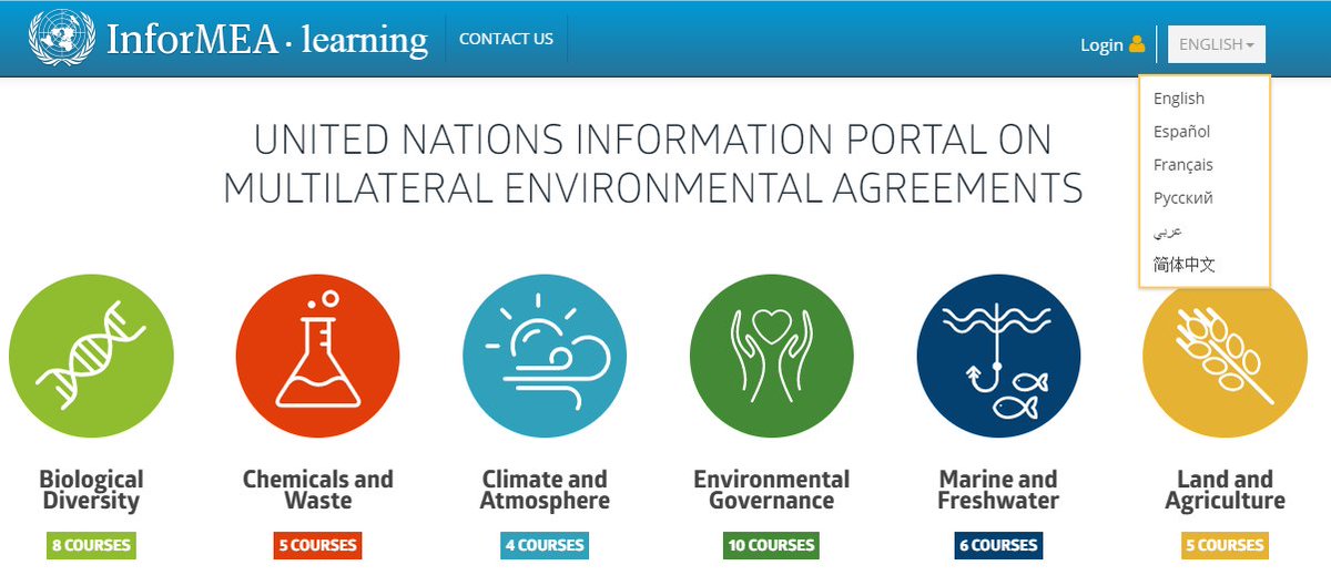 DYK there are 5 free online courses on chemicals &amp; waste on the @InforMEAportal ? InforMEA also houses a wealth of resources across the board on multilateral environmental governance inc. on biodiversity, climate, oceans etc.

elearning.informea.org/course/index.p…

#CleanPlanetHeathyPeople