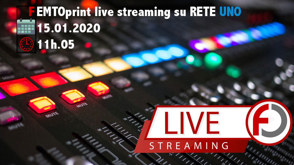 FEMTOprint in diretta su RETE UNO per la trasmissione Millevoci. 
Seguiteci numerosi mercoledi 15.01.2020 ore 11.05.