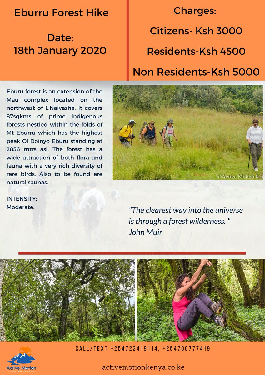 activemotion_ke's tweet photo. This weekends Eburru Forest Hike might interest you!
Less than 5 spots available.
Call/text 0723419114/0700777419.
#magicalkenya #explore #hiking #eburru #nature #travel #tembeakenya #forests https://t.co/wrmoVTUHQG