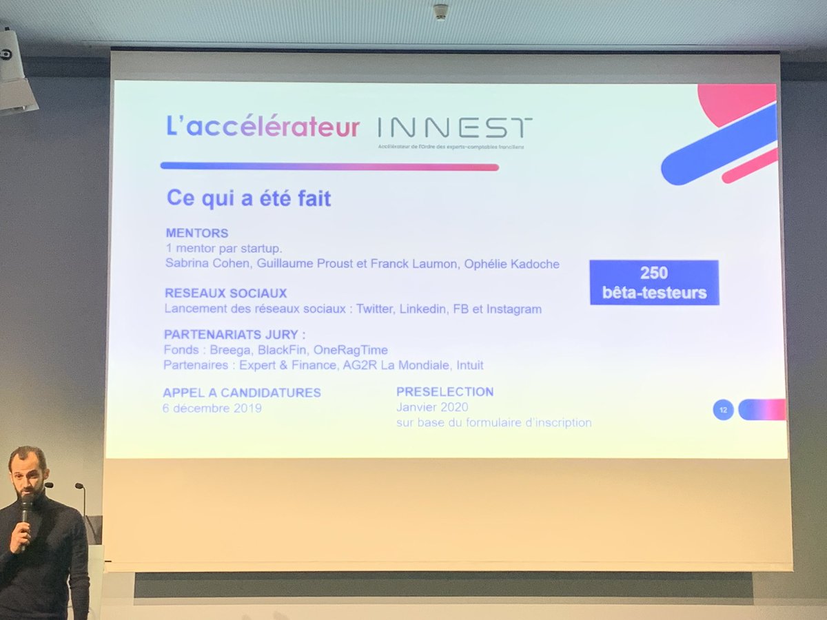 alexis_slama's tweet photo. Présentation de @INNEST18 (l’accélérateur de l’accountech) ce matin à la conférence des partenaires de l’@OECParis 🔥 Hâte de découvrir la promo avec des mentors au top 😉 @guillaumeprous1 @SsaAfyneo #expertscomptables #startups https://t.co/8D2O4Wvl7G