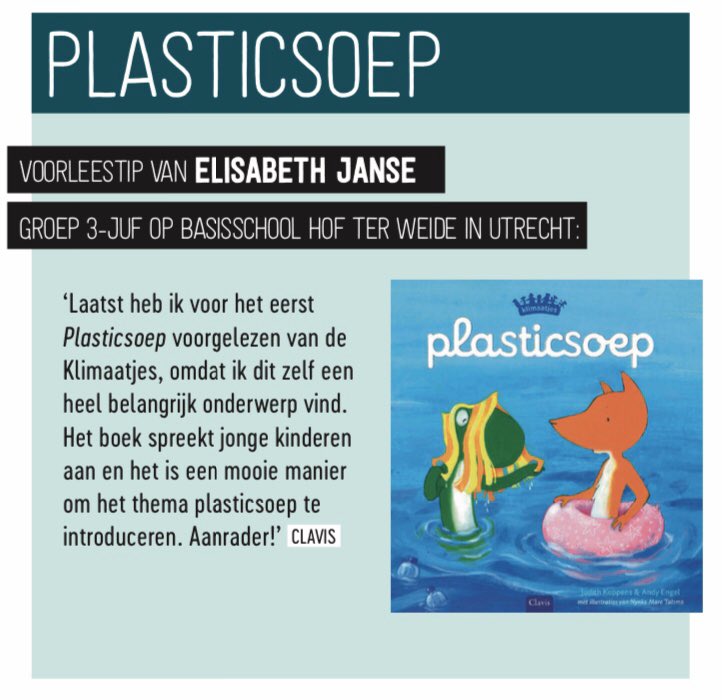DeKlimaatjes's tweet photo. Vandaag bij elke #basisschool op de mat! De #krantvanlezen van @LandvanLezen! Met achterop bij tips voor de @voorleesdagen en verder; ons boek #plasticsoep! #klimaatjes #iedereenklimaatje #onderwijs #klimaatjesopschool en dankjewel @BureauVrijdag! https://t.co/W93Dv5n4qM