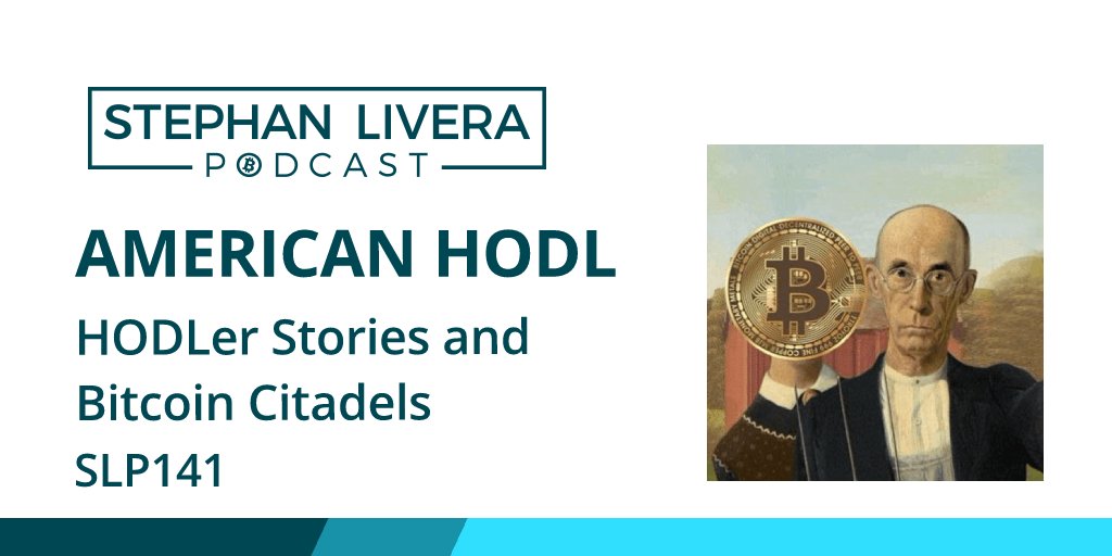 stephanlivera's tweet image. SLP141 @american_hodl - HODLer stories and Bitcoin Citadels

We talk:
- Stacking sats
- HODLer resolve
- 'spend and replace' vs HODL
- Citadels

stephanlivera.com/episode/141/
