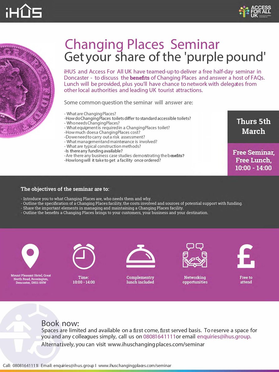 iHUSChangingPla's tweet photo. Our next Changing Place seminar please get in touch and book your place. https://t.co/mVzopkAxBw