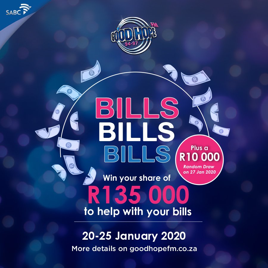 JanuWorry getting you down? 💰💰💰 We're giving away up to R5000 per show to help with your bills. More details here: bit.ly/2tWPsKG #GHFMBillsBillsBills