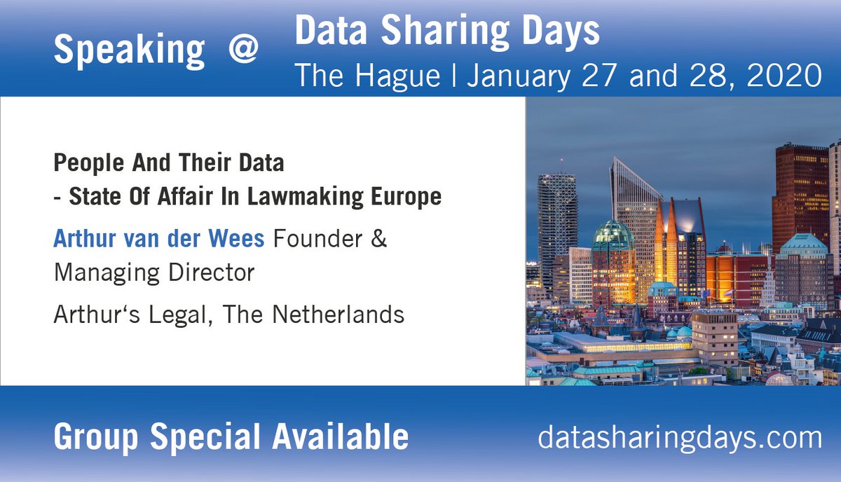 The state of affairs in lawmaking about the people and their data in Europe told by Arthur van der Wees @Arthurslegal at the @DataSharingDays in The Hague on Jan 27 and 28, 2020. Agenda: datasharingdays.com #DSDTheHague @ThePaypers