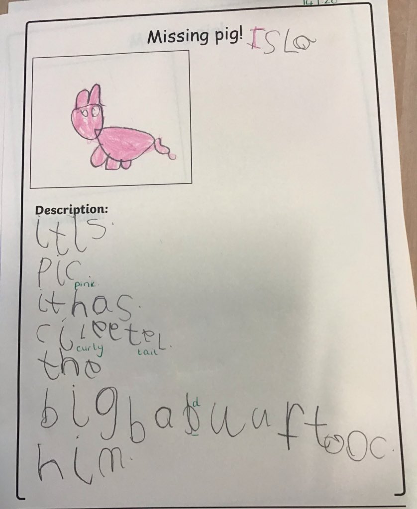 asmreception's tweet photo. There has been a wolf on the loose in Reception! He made a mess of our classroom and left us mixed up messages to put together. He has taken a pig so we are making posters to help get him back! 🐷 🐺 #missingpig https://t.co/KtltDClg20