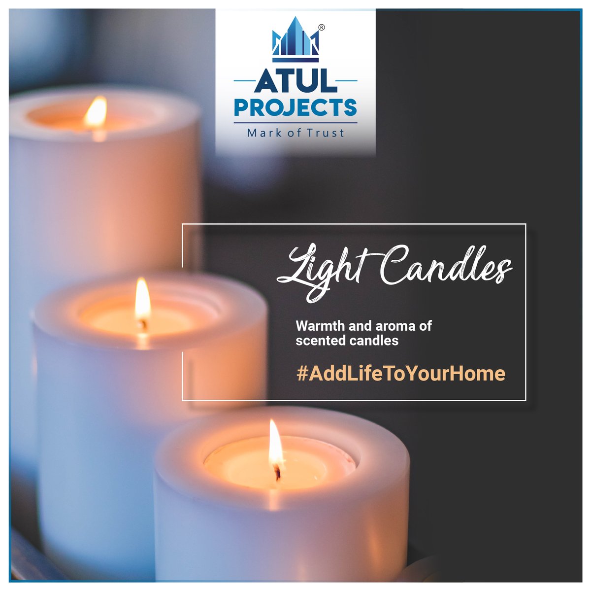 AtulProjects's tweet photo. There is no better way to come home, than warmth and aroma of scented candles all set to welcome you.
#AddLifeToYourHome
#AtulProjects #Residential #AddLifeToYourHome #LightCandles #ScentedCandles #Aroma #Warmth #PremiumLiving #Lifestyle #Luxury #ApartmentInMumbai #MarkOfTrust https://t.co/V4wFOuMRfF