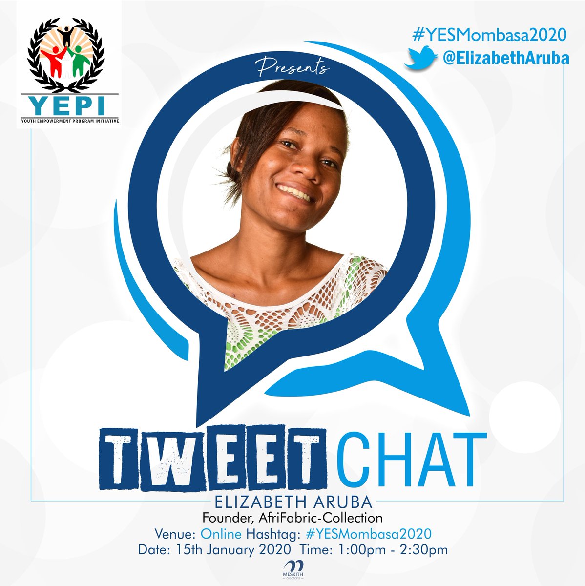 Amani Katana (@amani_katana) on Twitter photo Join us tomorrow from 1.00pm - 2:30pm for a Tweet Chat with this #YEPIEntrepreneur <a href="/ElizabethAruba/">elizabeth aruba </a>, the founder of AfriFabri Collection. She will be sharing her #YEPIinspiration experience as we gear towards #YESMombasa2020. <a href="/YepiYouth/">YEPI Community</a> Join us tomorrow from 1.00pm - 2:30pm for a Tweet Chat with this #YEPIEntrepreneur <a href="/ElizabethAruba/">elizabeth aruba </a>, the founder of AfriFabri Collection. She will be sharing her #YEPIinspiration experience as we gear towards #YESMombasa2020. <a href="/YepiYouth/">YEPI Community</a>