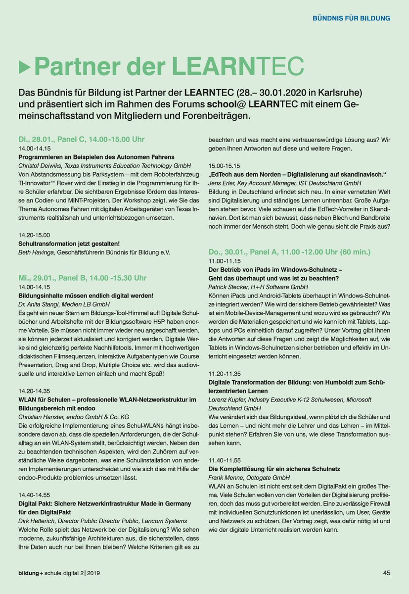 BfBildung's tweet photo. Der Countdown läuft - in 2 Wochen beginnt die #Learntec2020. Ihr findet uns und unsere Mitglieder in der Halle2 Stand K70 und beim Forum school@learntec #Octogate #IST_Deutschland #H_H_Software @MsftBildung @MedienLB @lancom_systems @TXInstruments #twitterschultraeger #edchatde https://t.co/HoPyQjUhen