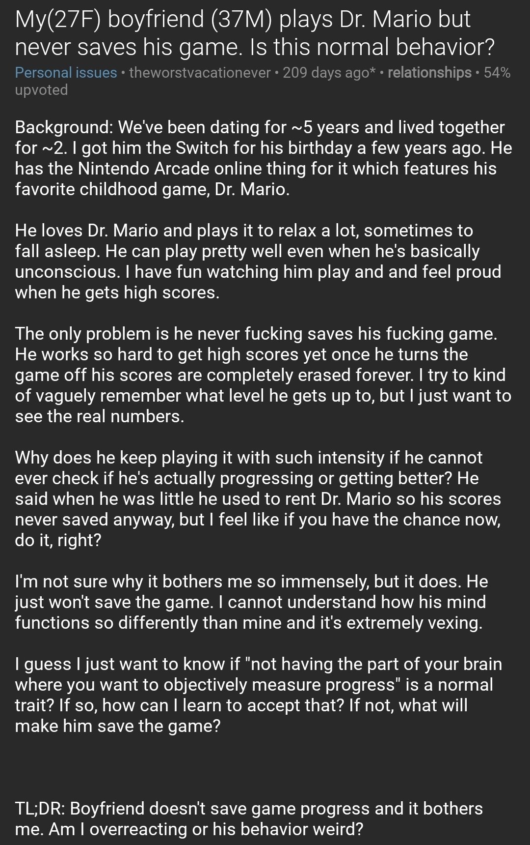 dr mario background on Relationships Txt On Twitter My 27f Boyfriend 37m Plays Dr Mario But Never Saves His Game Is This Normal Behavior