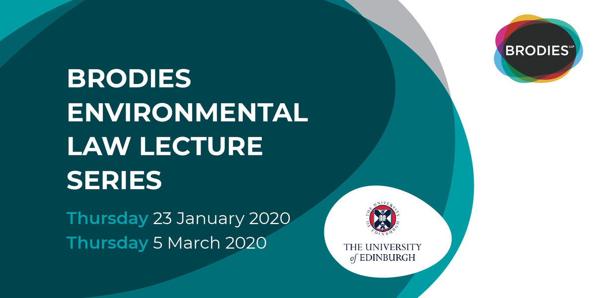 BrodiesLLP's tweet photo. Brodies #EnvironmentalLaw Lecture Series in partnership with @UoELawSchool returns for its 28th year. The lecture series provides an invaluable forum for the discussion of key developments in environmental law. There is still time to sign up for free here: https://t.co/kolEFYWBm6 https://t.co/ywPSg0yLCL