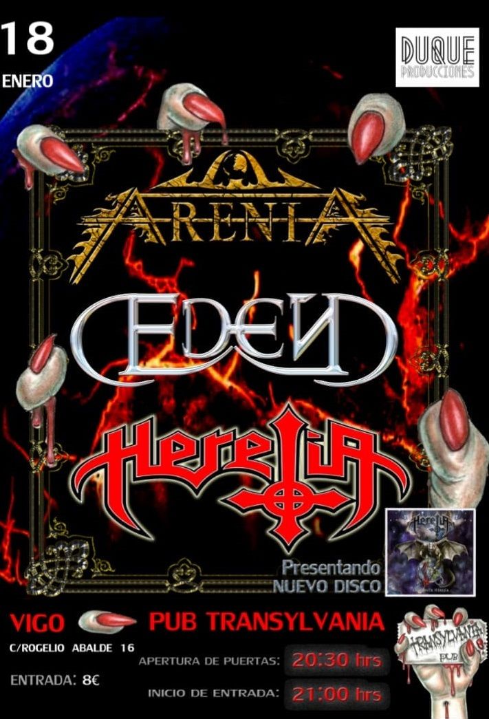 Arenia + Eden + Herejia en Vigo

keeptheflame.es/noticias/conci…

<a href="/EDENMETALBAND/">EDEN_Metal_Band</a> 
<a href="/herejiaband/">Herejía</a> 
<a href="/duqueproduccion/">Duque Producciones</a>