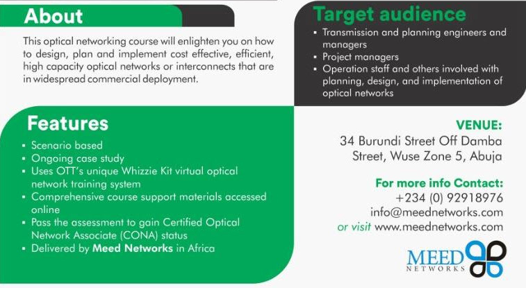Great to see our new partner in Nigeria up and running the Certified Optical Network Associate #CONA course.