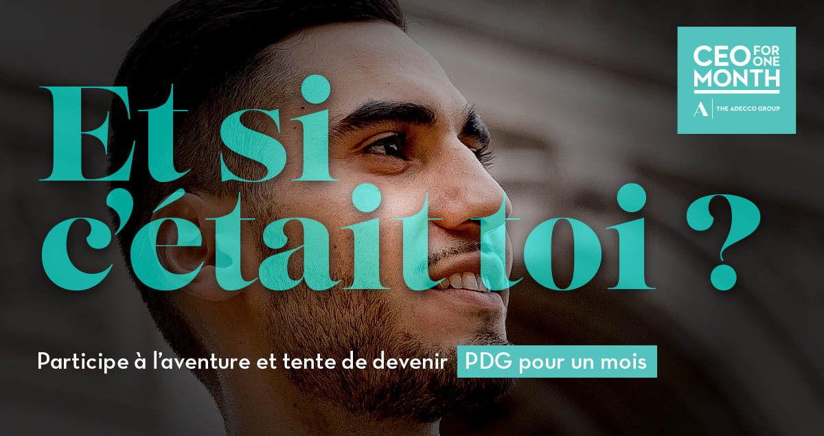 AdeccoGroupFR's tweet photo. Et si tu avais l'occasion de remporter un contrat exceptionnel ? Inscris-toi à #CEOforOneMonth et participe à une aventure incroyable aux côtés du Président France et Europe du Nord  de The Adecco Group. Pour plus d'informations 👉 https://t.co/3JKxFnljMw
#imaginonslemploi https://t.co/f9cf7aqwaH