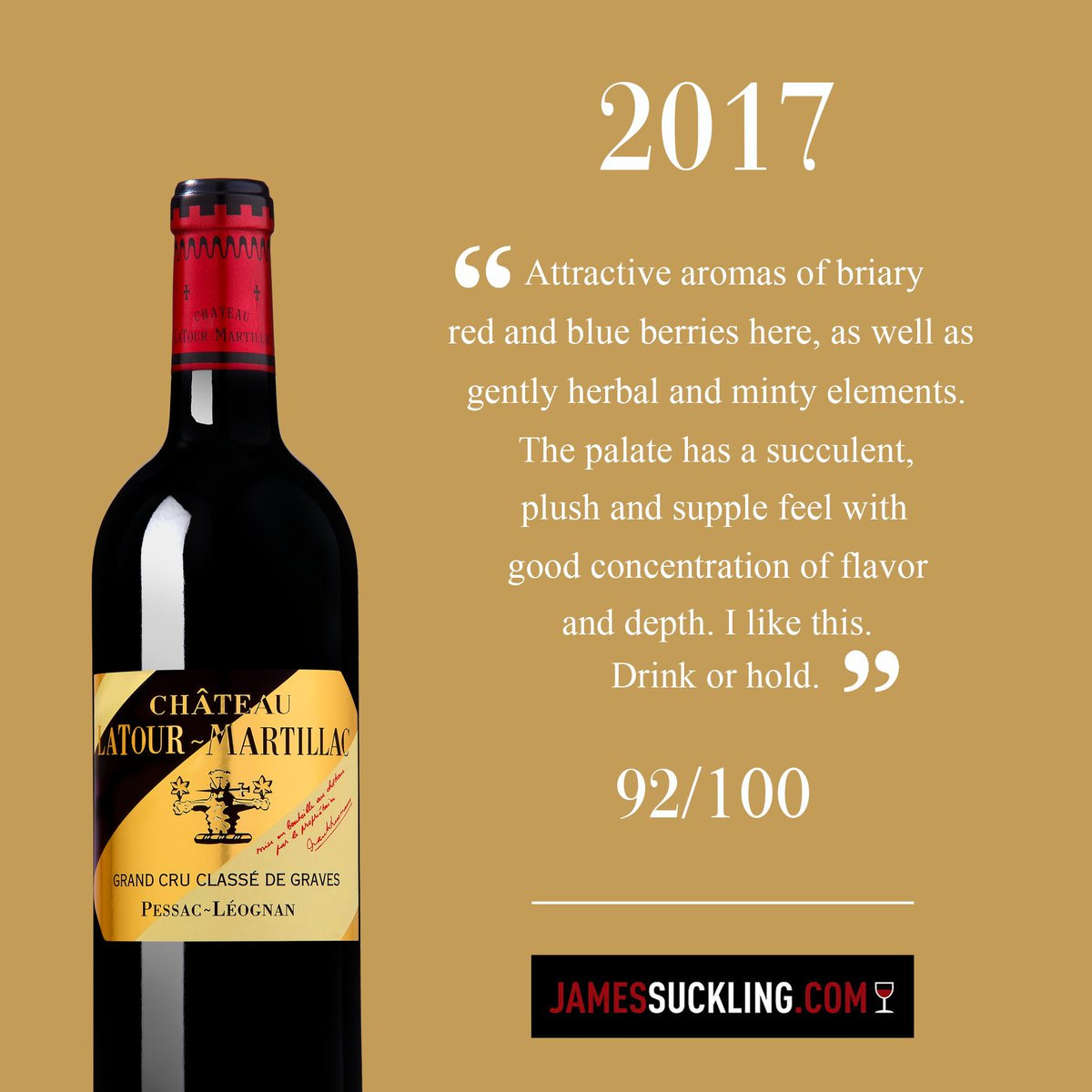 LatourMartillac's tweet photo. 🇫🇷 Notre millésime 2017 noté par James Suckling.
🇬🇧 Our 2017 vintage rated by James Suckling.
#suckling #rating #bordeaux #bordeauxwine #vin #wine #pessacleognan #winelover #jamessuckling @JamesSuckling https://t.co/70AlceOCKr