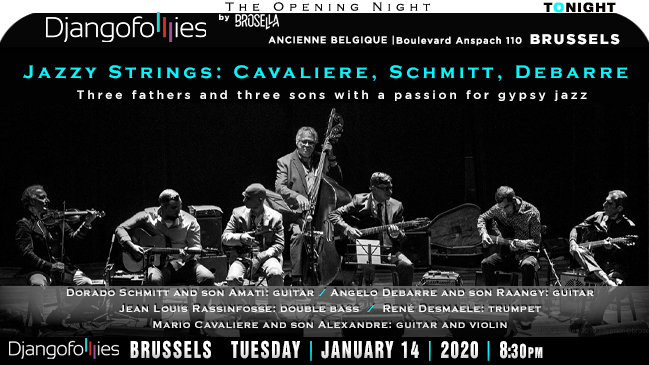 jazzsharing's tweet photo. → @Brosella DJANGOFOLLIES 2020 >#Brussels 
* JAZZY STRINGS ➣ https://t.co/4RVmIATZaD
 ✩ #DoradoSchmitt #AmatiSchmitt #AngeloDebarre
#RaangyDebarre #MarioCavaliere @pinkpantherviol
#JeanLouisRassinfosse #RenéDesmaele
➣ @ABconcerts TONIGHT 8:30pm
→ https://t.co/9CTnV5DKQB https://t.co/7JC5dwqkKf