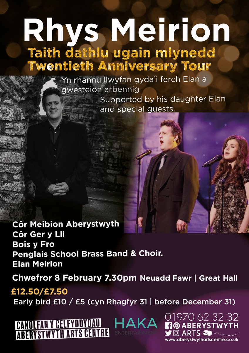 hakaentertain's tweet photo. We've now sold over 400 tickets to the @RhysMeirion concert on 8th Feb and @aberystwytharts have now opened up the side balconies so even more of you can come along!

https://t.co/YSQeHcRS3u

#rhysmeirion20thanniversarytour
#dathlu20rhysmeirion https://t.co/SJMdvpIGqN
