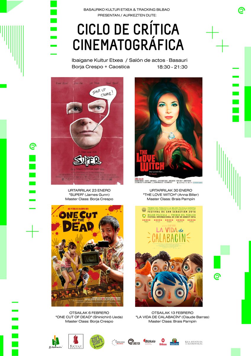 Zinema kritikari zikloa Ibaigane kultur etxean. Ez galdu! ...
Jarduera dohanik da.
************************
Ciclo de crítica cinematográfica en Ibaigane. ¡No te lo pierdas!
Actividad gratuita.

<a href="/Tracking_Bilbao/">Tracking Bilbao</a> <a href="/KulturBasauri/">Kultur Basauri</a> <a href="/BasaurikoUdala/">Basauriko Udala</a> #Basauri