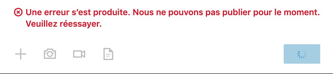 Gros bug en ce moment sur <a href="/linkedin/">LinkedIn</a>. Impossible de poster :(