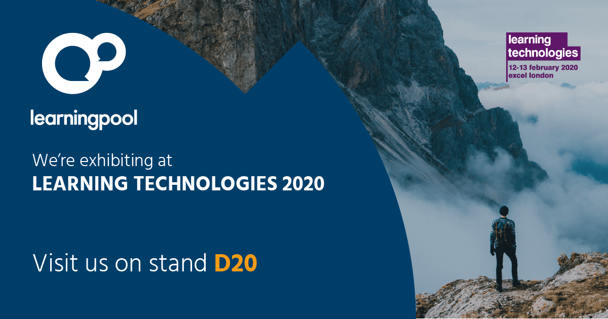 LearningPool's tweet photo. Are you attending @LearnTechUK on 12th and 13th February? Visit us at Stand D20 and get a demo of the latest technology in elearning. #LnD #HR #LearnTech https://t.co/7bQFzIThnM