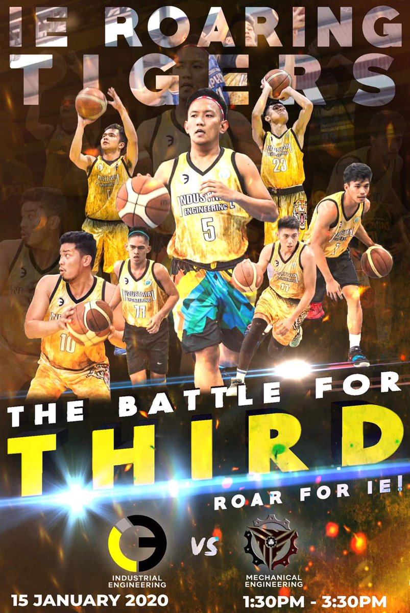 bsietipqc's tweet photo. Come, Cheer and Support our very own IE ROARING TIGERS on their Battle for 3rd Place match in this yearโs Basketball Tournament for Interdepartment Sportsfest - Tomorrow, January 15, 2020, 1:30PM at PE Center 2.
#RoarForIE
#BattleForThird
#YellowBrigade https://t.co/DXdBxENwkH