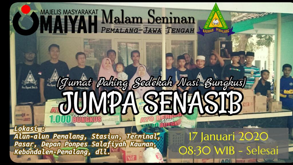 maiyahpemalang's tweet photo. Majelis Masyarakat Maiyah Malam Seninan Pemalang | JUMPA SENASIB [Jumat Pahing Sedekah Nasi Bungkus] | 17 Januari 2020, 08:30 WIB - Selesai.

#Maiyah #MalamSeninanPemalang #MaiyahPemalang #Maiyahan #JumpaSenasib #JumatPahing #SedekahNasiBungkus #Pemalang https://t.co/Br5193rMpc