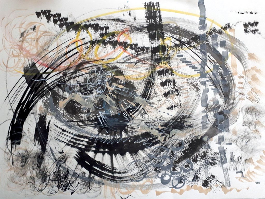 RavenesqueM's tweet photo. Second much larger #sound #drawing as the #wind grew stronger &amp; louder, feeling its energy. Hearing splintering &amp; cracking noises as powerful gusts ripped down our ailing pergola. #soundscape #stormyweather #artist #recordingsounds #markmaking #expressivemarks #energyofthestorm https://t.co/zdsIidjWPE