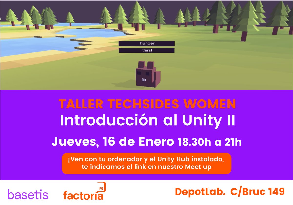 Este jueves hacemos un nuevo ⚡️taller con @basetis la segunda parte sobre la creación de un videojuego que empezamos el pasado mes de diciembre. Apúntate! ven con tu ordenador y sigue los datos que te explicamos aquí:blog.basetis.com/ca/content/tec…