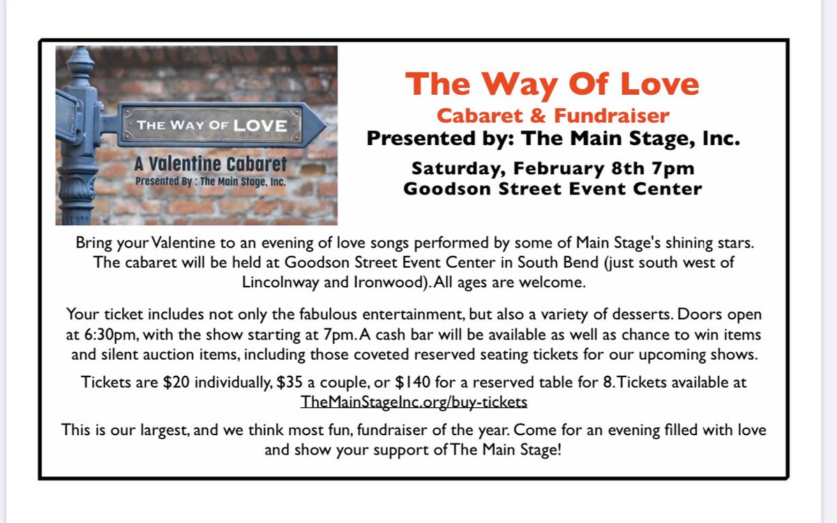 Mark your calendars and join us for an evening of music, desserts and raffles. Purchase tickets at TheMainStageInc.org/buy-tickets