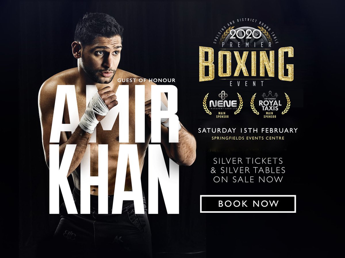 SpringfieldsEv1's tweet image. Spalding &amp;amp; District Round Table Premier Boxing Event 2020
Saturday 15th February 2020
7pm - 1am

With special guest Amir Khan

For tickets and further information, please visit spaldingroundtable.co.uk

#springfieldseventscentre #spalding #boxing #amirkhan #charity #roundtable