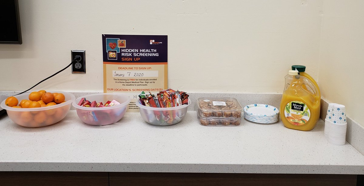 Hidden Health Risk Screening this morning!   We have some healthy snacks for those associates that had to fast. <a href="/gideonmkerr/">Gideon Kerr</a> <a href="/rymoflan/">Ryan Flanagan</a> <a href="/beckybsyvertsen/">Beckybsyvertsen</a> <a href="/Dave_M_Busch/">Dave Busch</a>