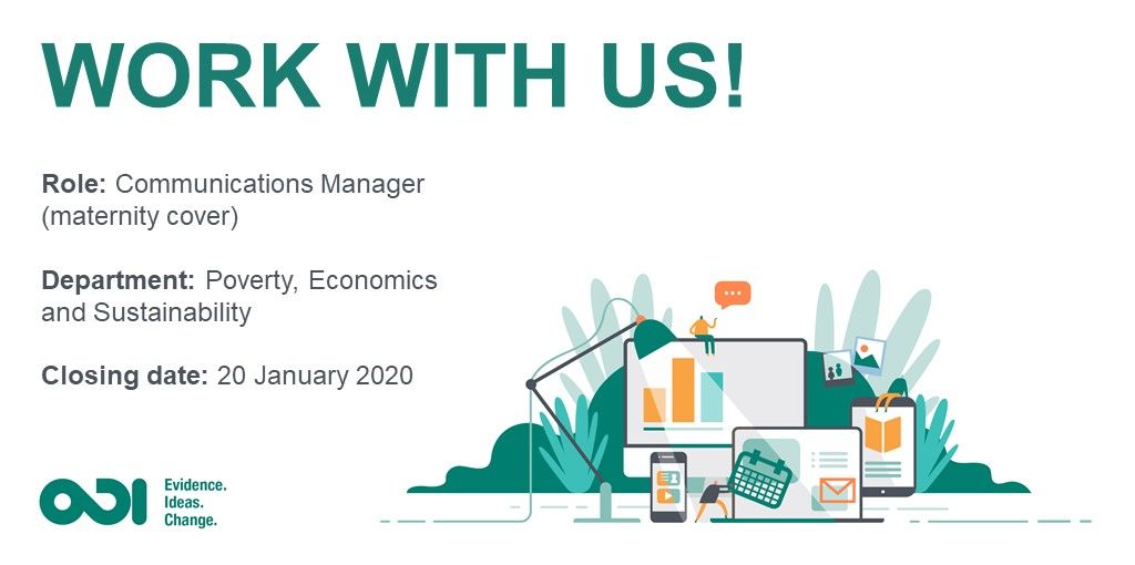 ODI_Global's tweet photo. 📣 New vacancy | We are #nowhiring a Communications Manager! You'll work with staff across the institute to help strengthen the impact of our work. Apply by 20 January ➡️ https://t.co/V002xR38aq https://t.co/woiWaGJw6Q