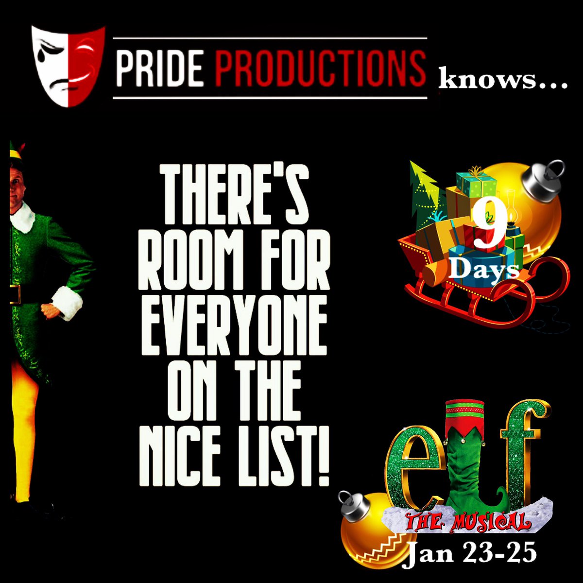 HHSproductions's tweet photo. Do something nice for yourself! Buy a ticket to our magical musical, ELF. See you at Heritage in 9 Days!!! #elfthemusical #seasonofmagic 💚🎁💚 Tickets at https://t.co/Tj4T80Og9h https://t.co/HqQmGJiiR1