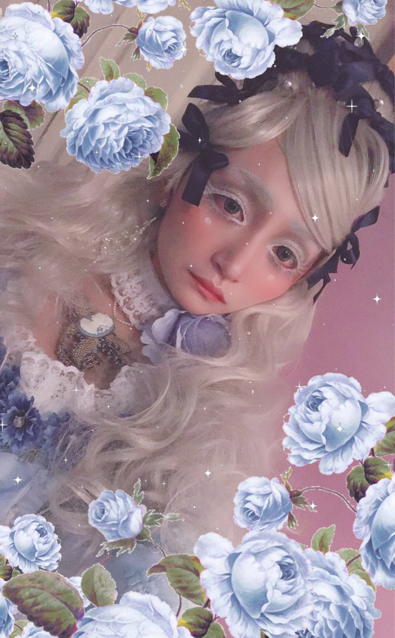 Damianne 12 16 17blue Night 昨日のビフォー Amp アフター 新キャラ過ぎて名前すら知らない プリンセス 名前募集中 こだわりは眉毛です 白メイクをしたいが為にブリーチしました 白いアイライナーで眉毛描いてからシルバーの粉で眉毛