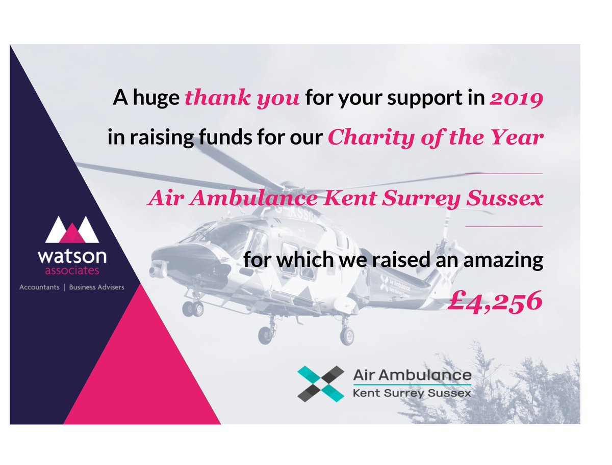 It was our privilege to raise money throughout 2019 for <a href="/airambulancekss/">Air Ambulance Charity Kent Surrey Sussex</a> to keep their lifesaving service flying high.