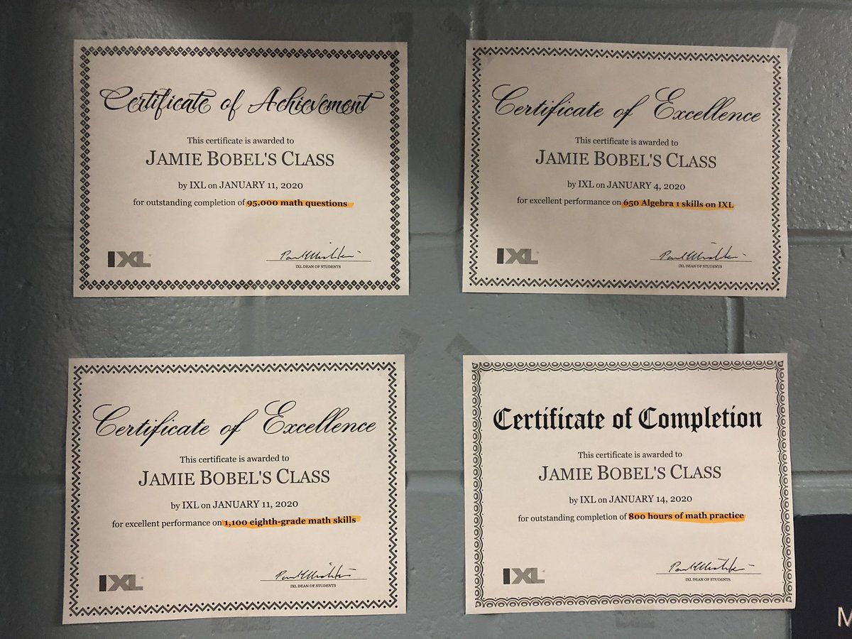 MrsBobel's tweet photo. To date in @IXLLearning we’ve answered 95,000 math questions, spent 800 hours practicing math, mastered 650 Algebra skills and 1100 8th grade math skills! #ixl @FordsMiddleWTSD @DrParry_FMS  and we aren’t even halfway through the year yet! https://t.co/m5tgb6Gj6F
