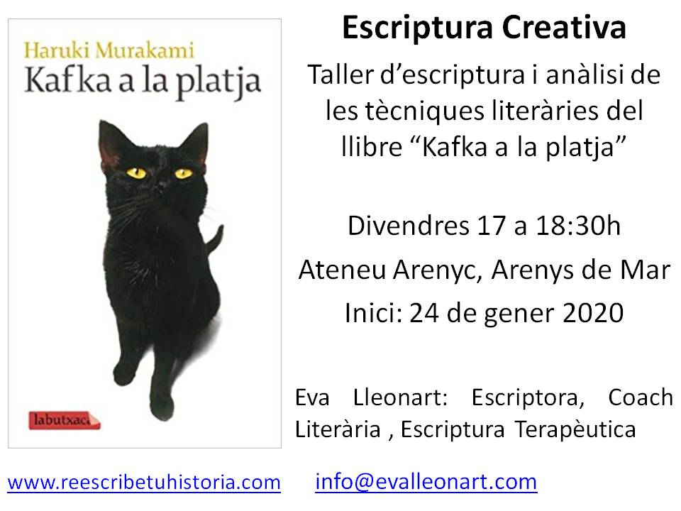 Nou taller d'Escriptura Creativa a l'Ateneu arenyenc basat en l'obra "Kafka a la platja" del magnífic autor Haruki Murakami.

Comencem el 24 de gener i gaudirem posant en pràctica les tècniques literàries que descobrirem al llibre.