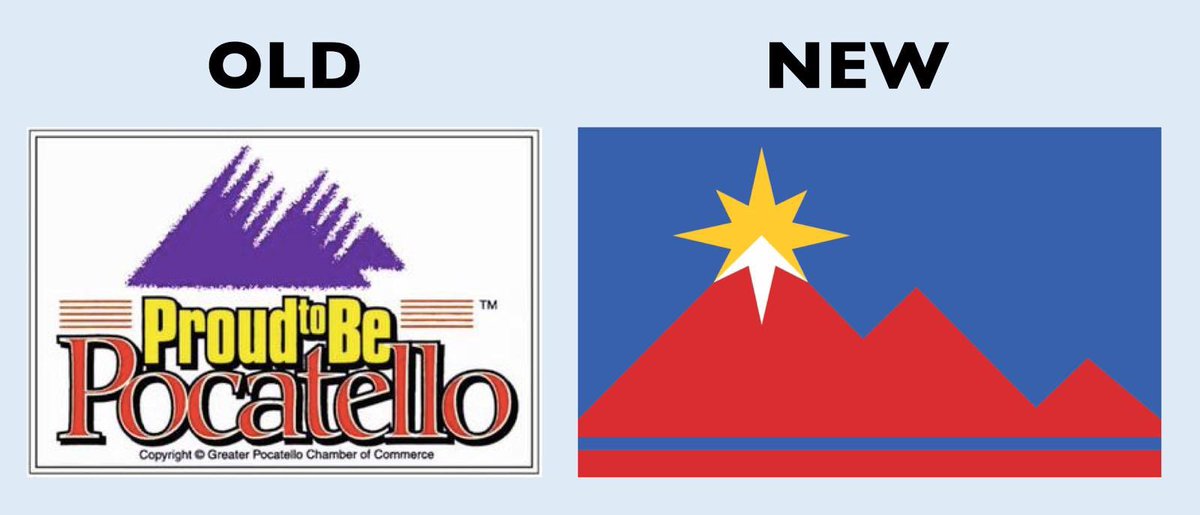 FlagOkc's tweet photo. Pocatello Idaho has also adopted a new flag. They went from having vexillologists vote them the worst flag in North America to having a beautiful, well designed flag. https://t.co/UeCf5lfte9