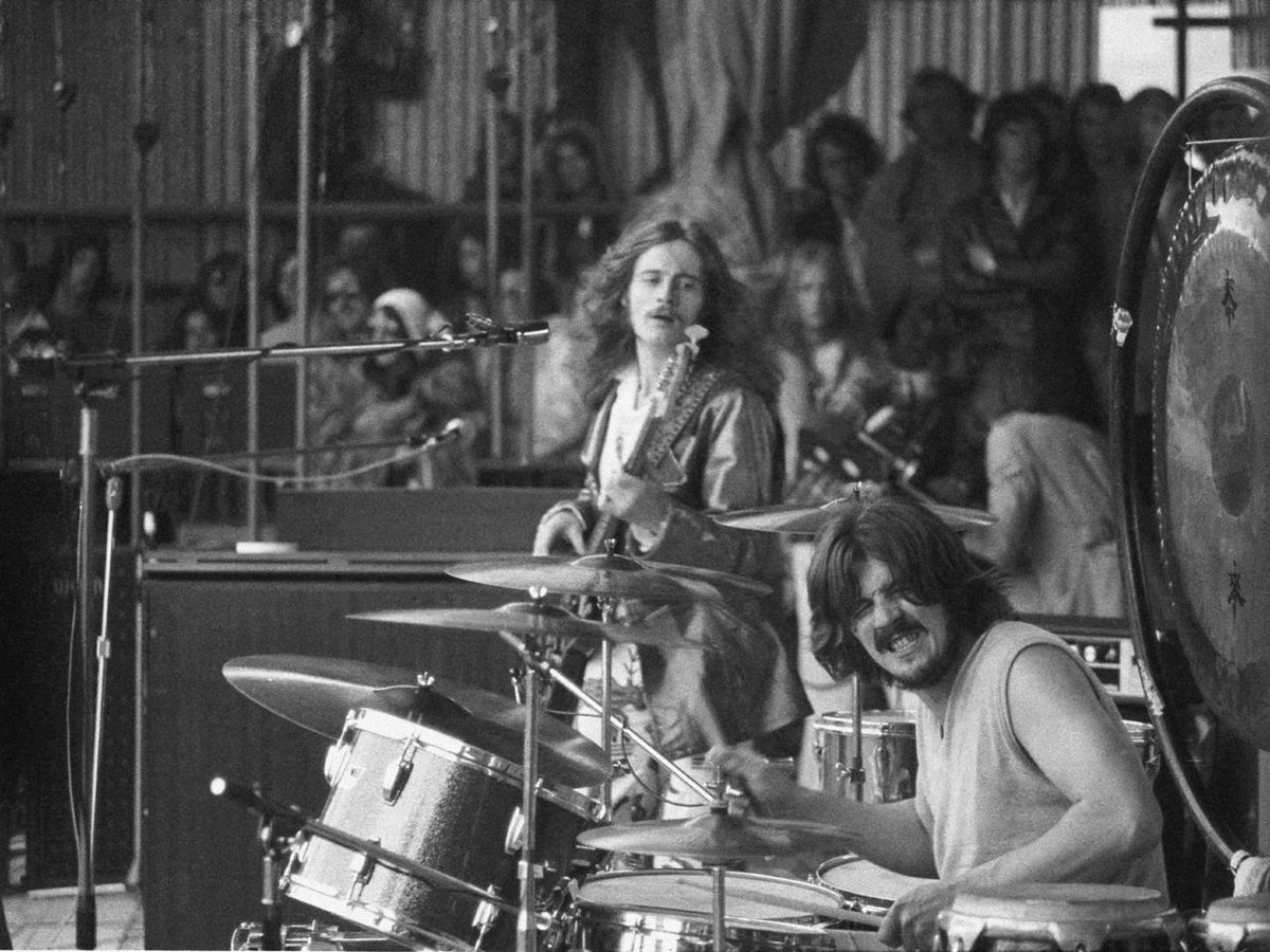 John Paul Jones and John Bonham on stage, 1970. Photo by Michael Putland.
