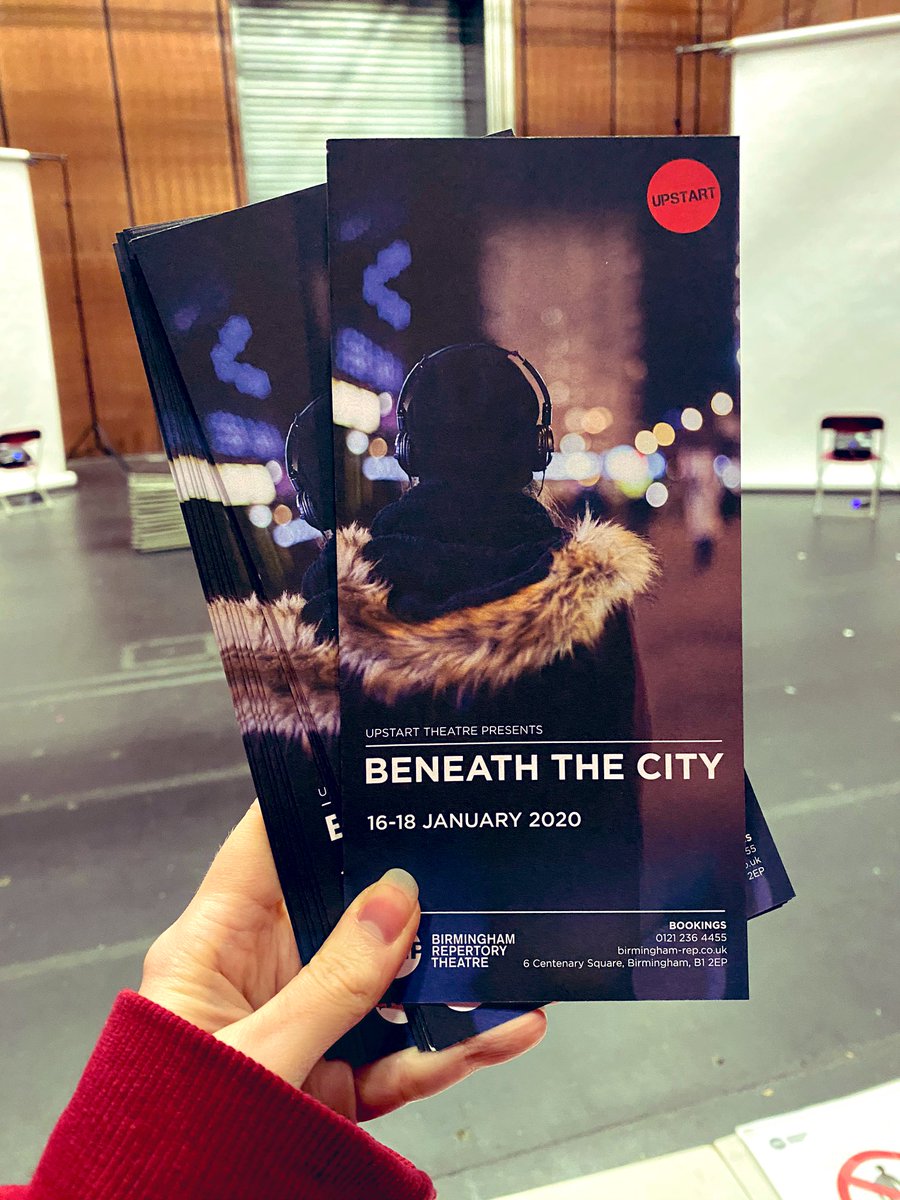 upstarttheatre's tweet photo. Tech rehearsals are underway in the @BirminghamRep studio for #BeneathTheCity! So exciting to see this show coming together 🙌 #TheChorusProject https://t.co/ugB3XOz7Cv