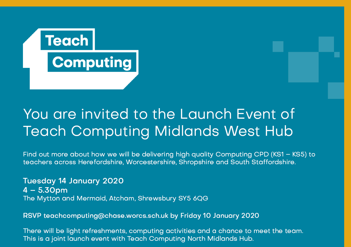 TC_ComputingHub's tweet image. We&apos;re looking forward to our launch event with @ComputingHubSOT this afternoon @MyttonMermaid  Shrewsbury
#teachcomputing
#PrimaryComputing 
#SecondaryComputing