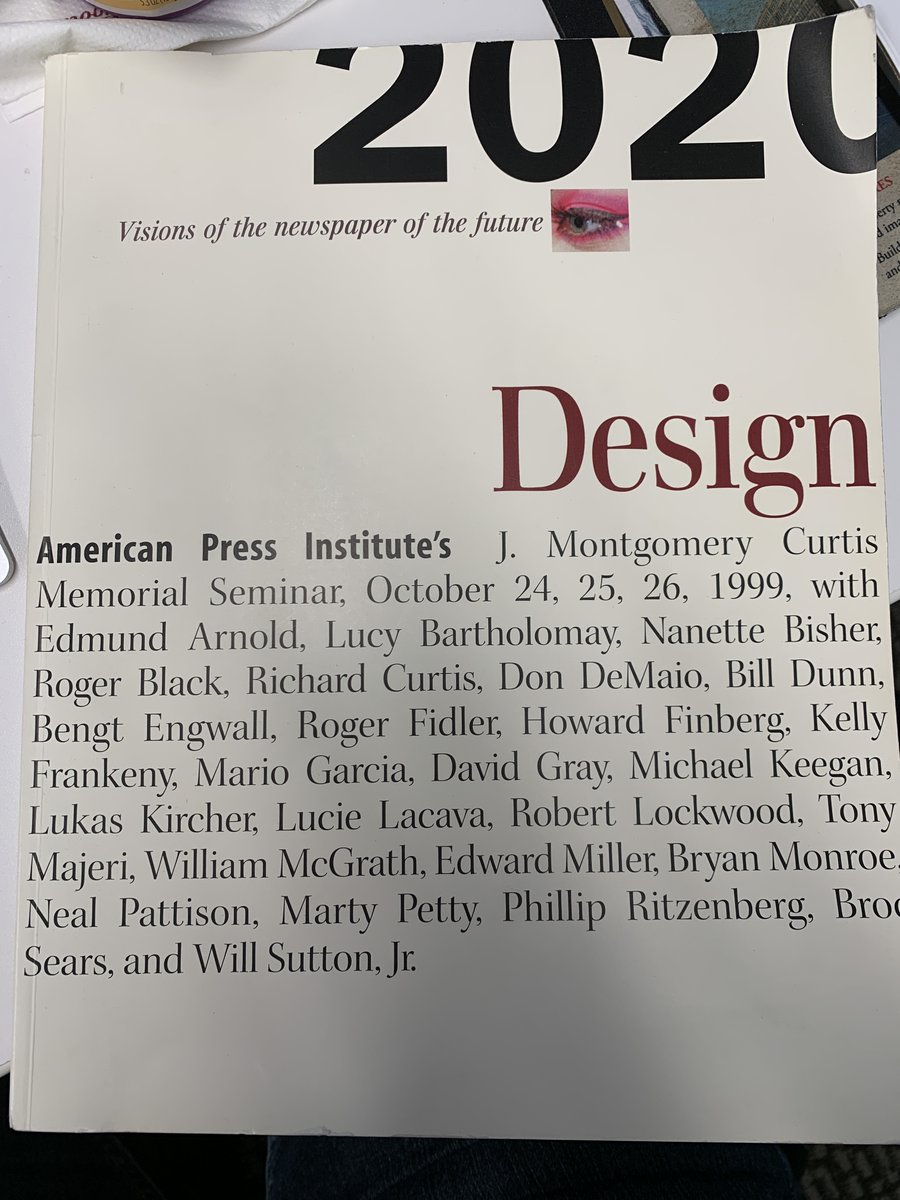 eric_goodwin's tweet photo. In 1999, The American Press Institute published “Design 2020: Visions of the Newspaper of the Future.” Starting today, I’m going to re-read this and compare it to today’s realities. https://t.co/nITDExHeHz