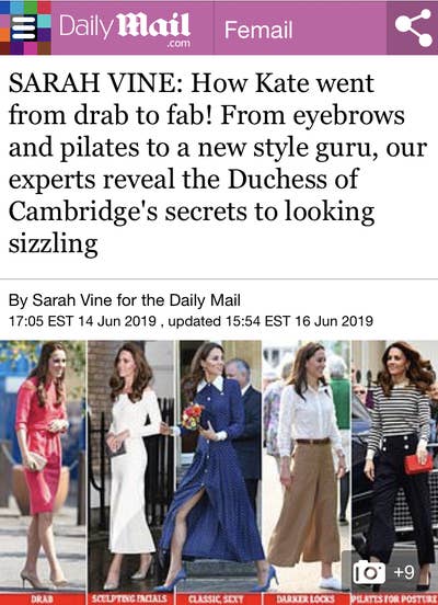 Exhibit 14:  #FashionGate Both women are beautiful and stylish. But when one dresses fashionably, it is applauded by Sarah Vine. When the other does so, Sarah is quick to to criticise.