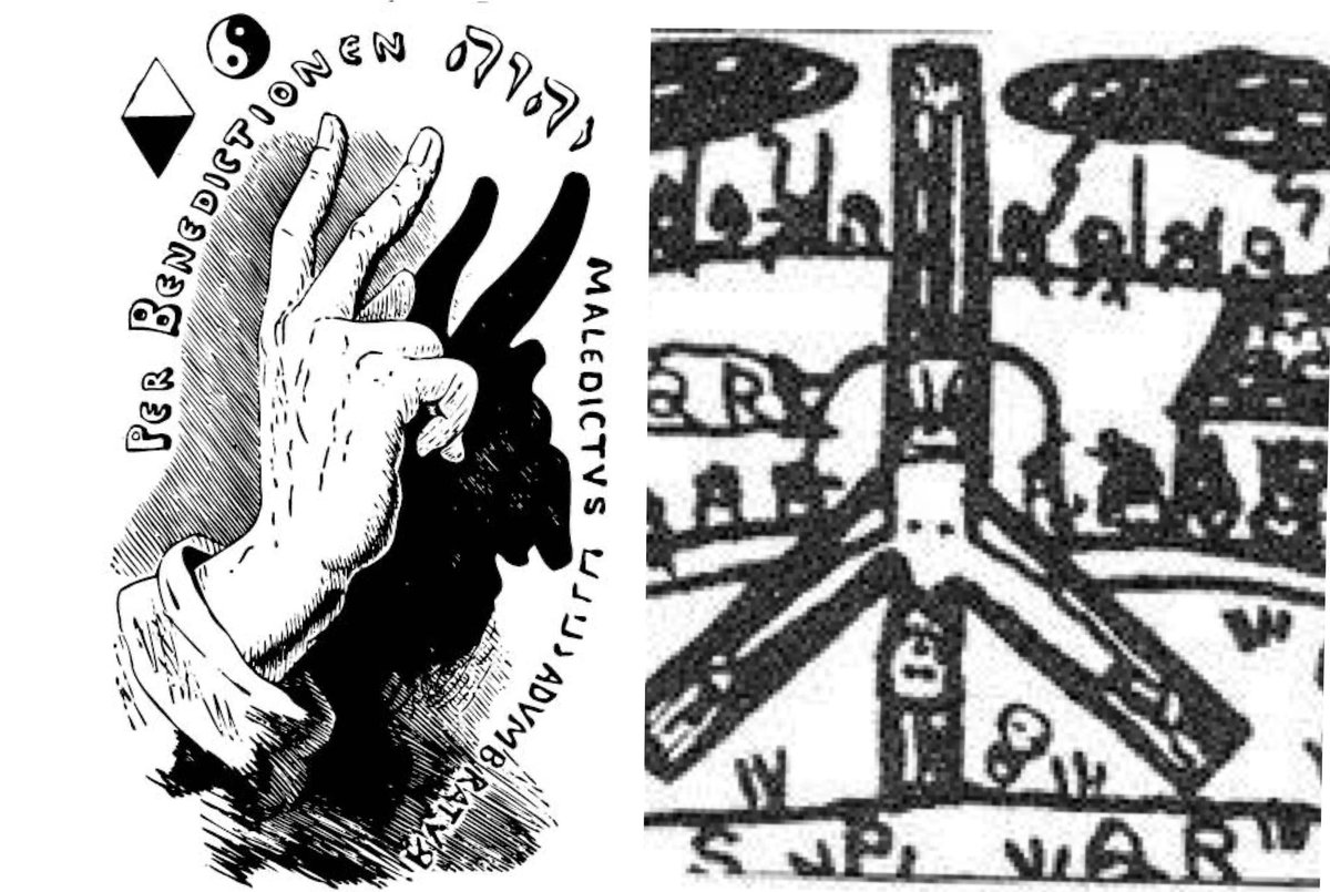 Larry Johnson Auf Twitter The Centuries Old Illustration Of The Peace Sign By Maurice Bessy S Pictorial History Magic And The Supernatural Depicts The Shadow Which Represents Satan That Shadow According To