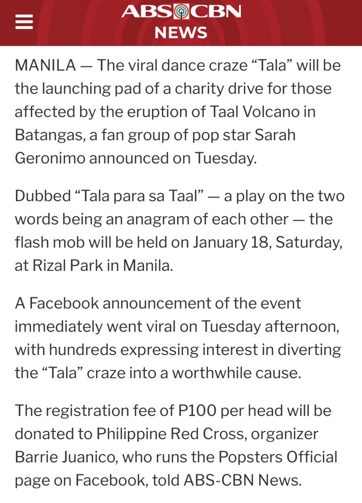 DickGordonDG's tweet photo. Thank you, @popsters25 for this initiative and for choosing the Philippine Red Cross as your partner in helping the communities affected by #TaalEruption2020. #TeamSarah #popsters #teamgoodness https://t.co/lOzC9mkFLo
